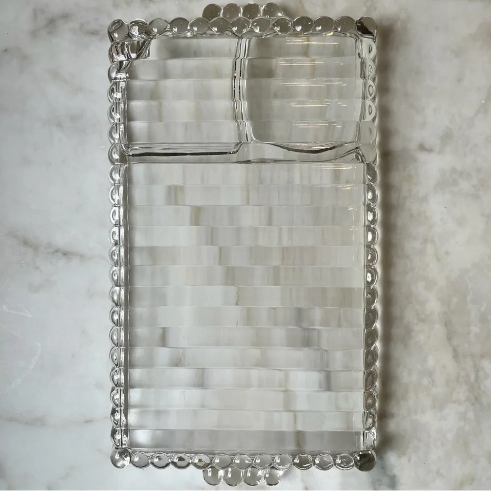 Set of 4 Vintage Bubble Glass Sectioned Organizer Tray